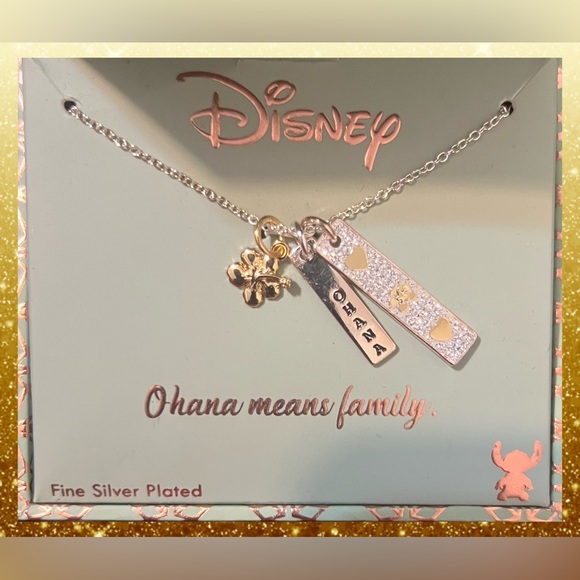 Disney Necklace Inspired by Lilo & Stitch Fine Silver Plated NWT 18” MSRP $60.00 - Picture 3 of 9
